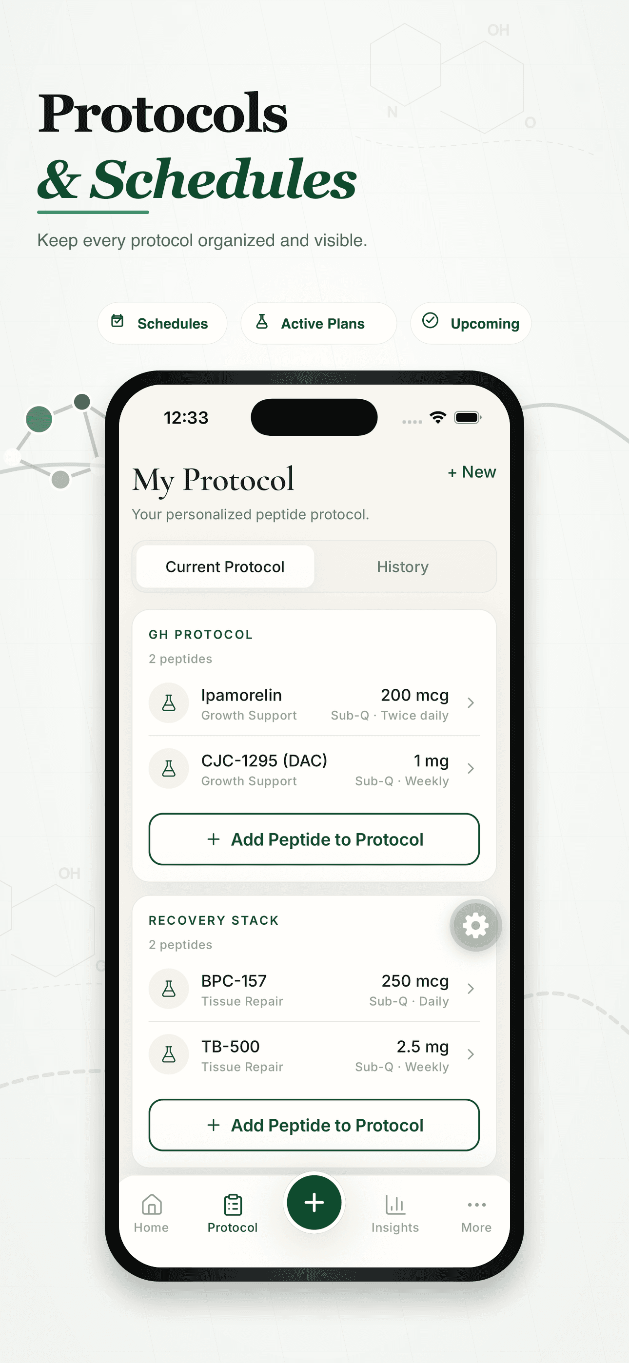 App Store preview showing protocols and schedules
