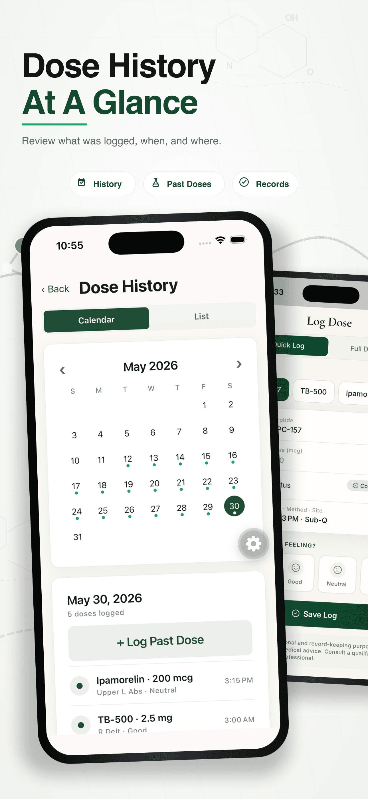 App Store preview showing dose history